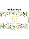 Elegant White 50th Anniversary Backdrop Rose Gold Peony with Rope for Wedding