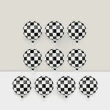 10 Pc 18 Inch Racing Car Checkered Foil Balloons with Ribbon for Party Decor