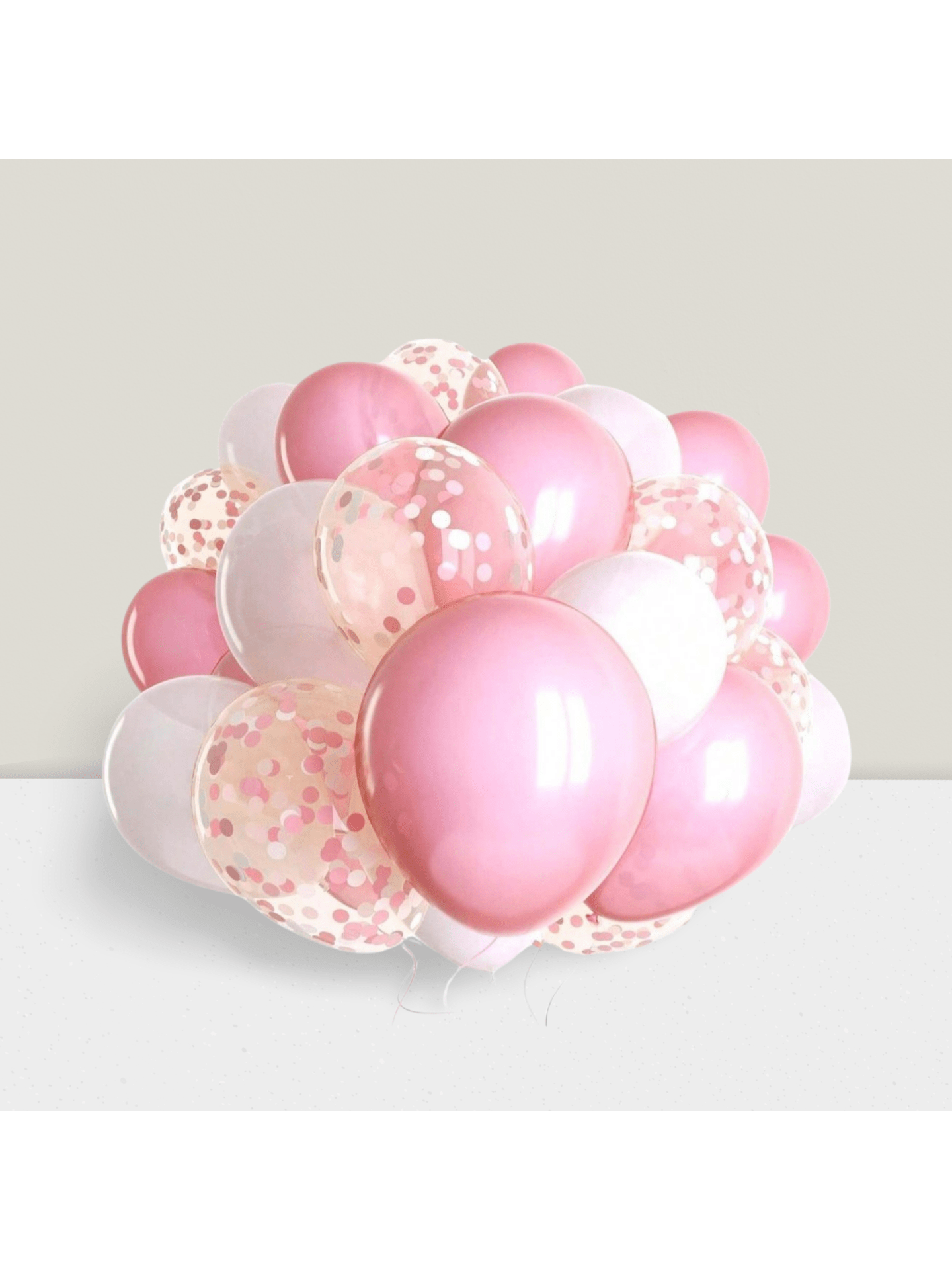 Dandy Decor 60PCS Pink White Confetti Balloons with Ribbon Light Pink Latex Bulk