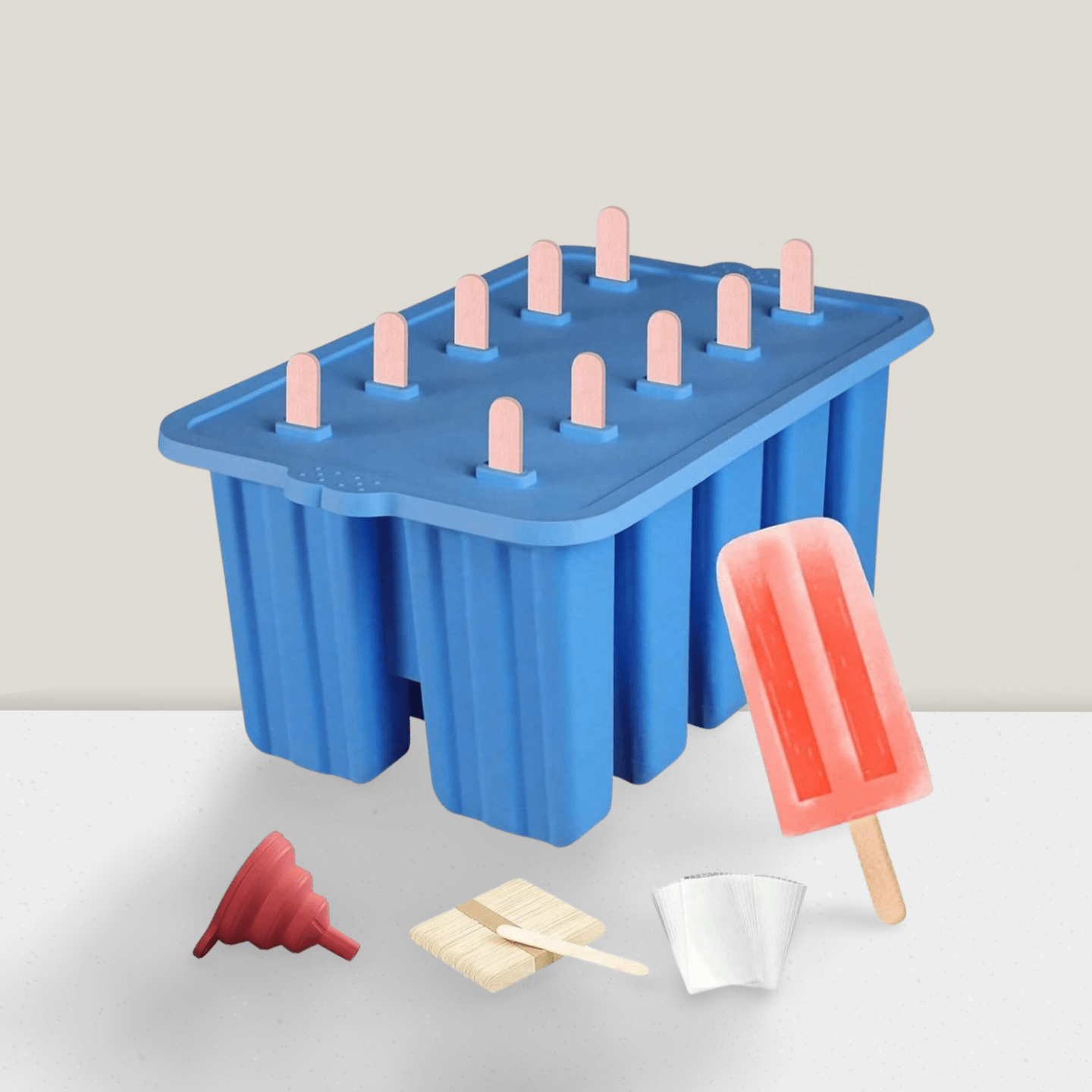 Blue Silicone Popsicle Molds Reusable Ice Pop Maker for Kids