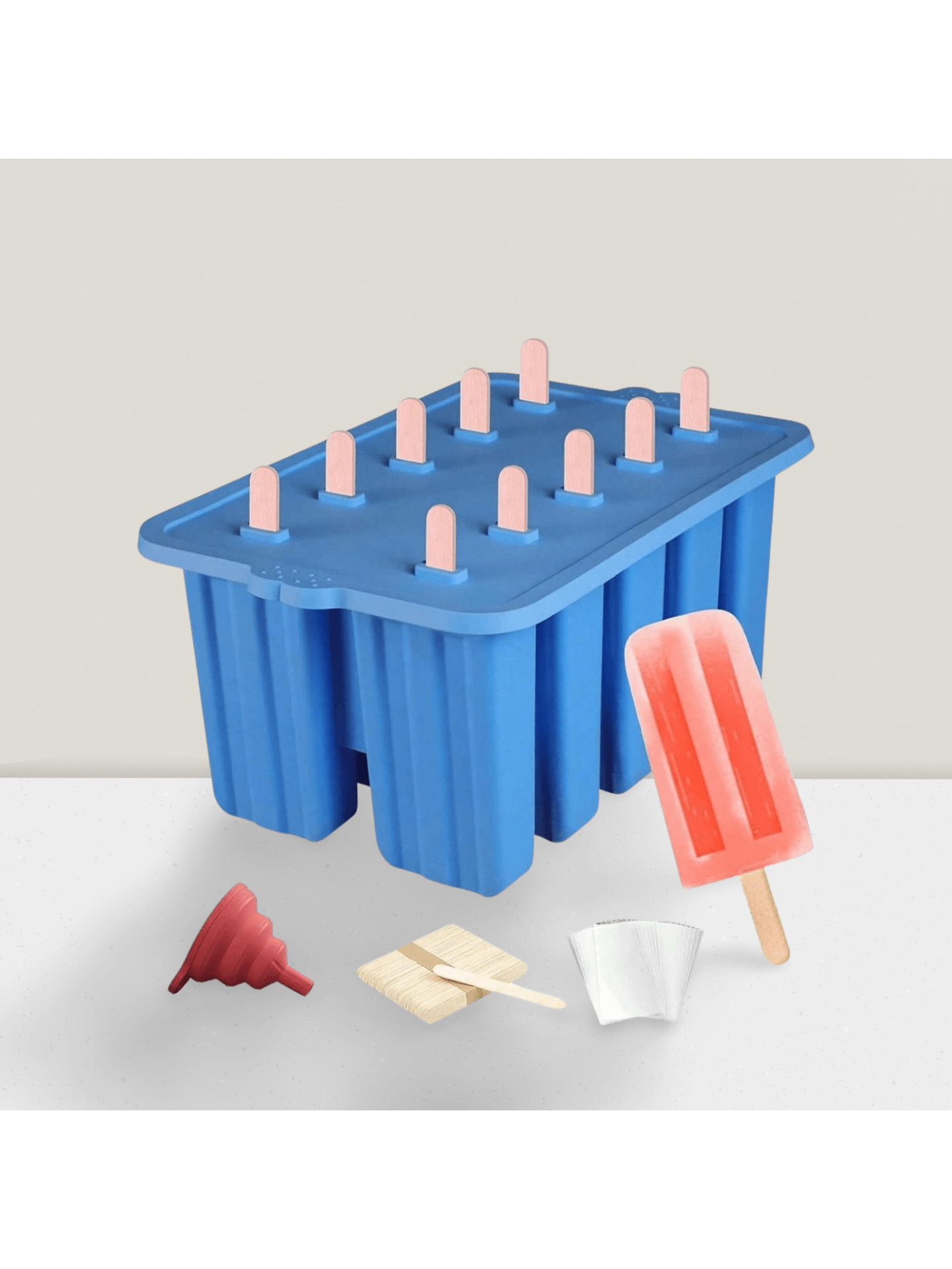 Blue Silicone Popsicle Molds Reusable Ice Pop Maker for Kids