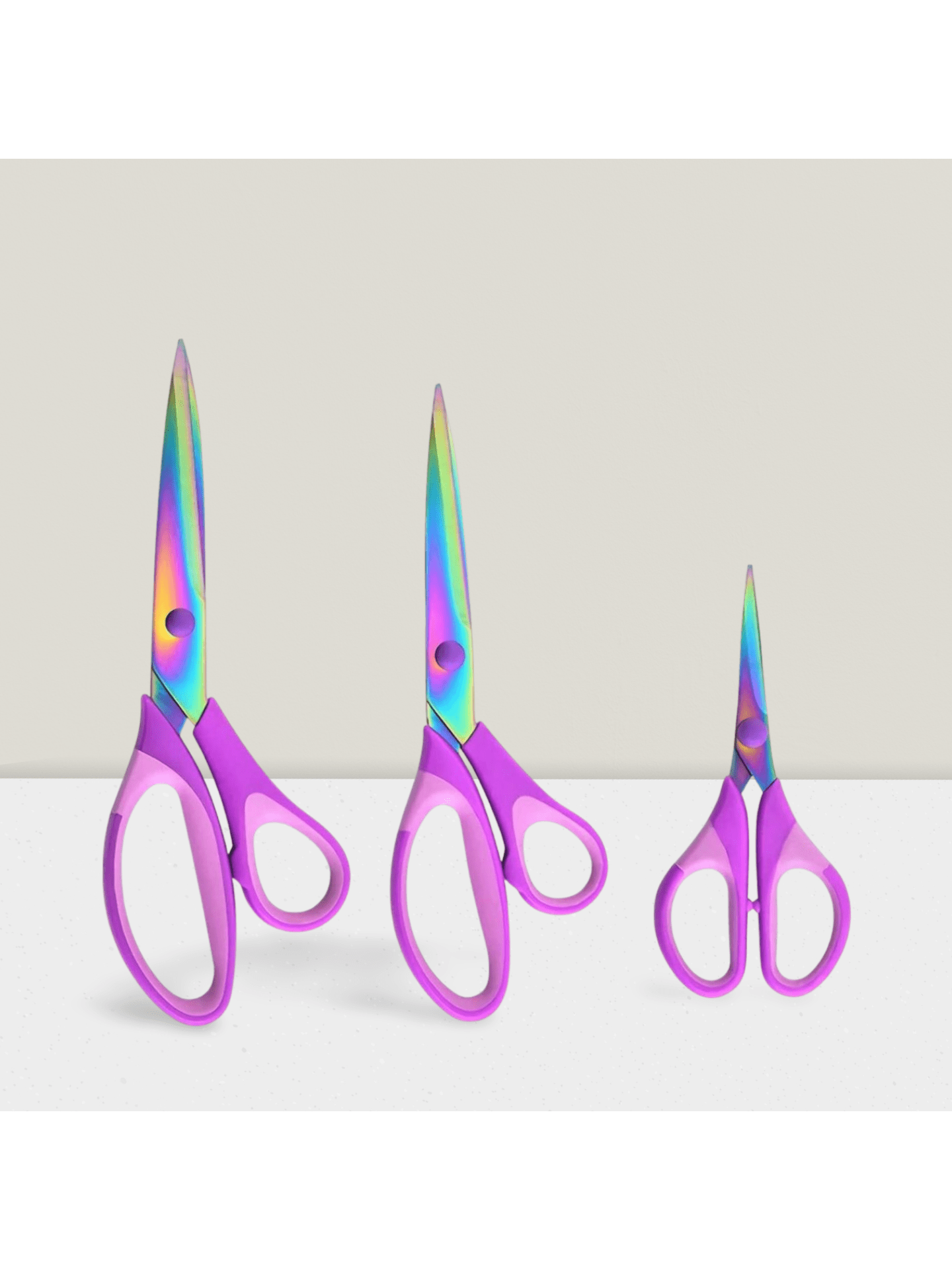 3-Pc Craft Scissors Set Titanium Blades with Soft Grip for Sewing Office and Home