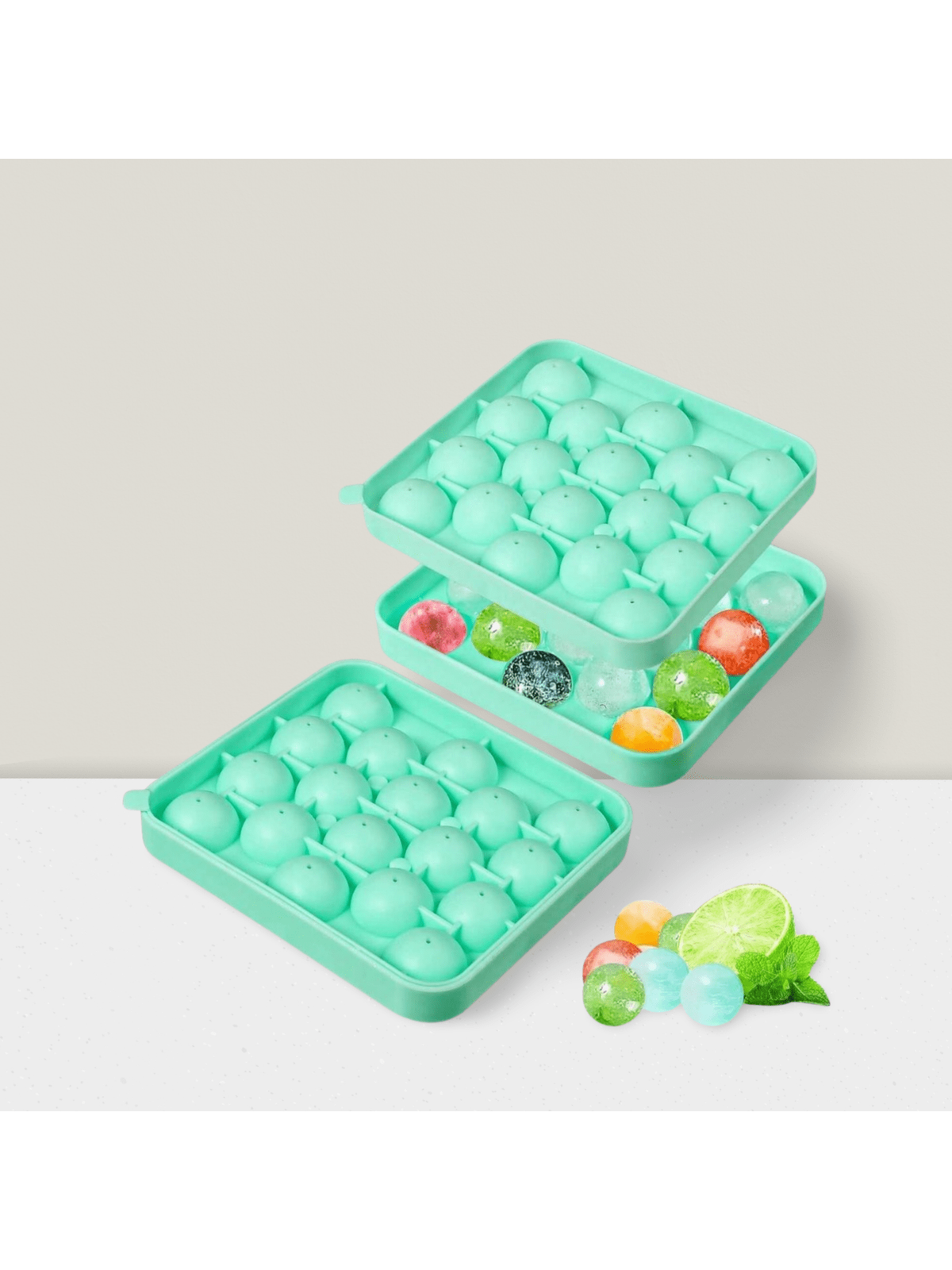 2PCS Silicone Round Ice Cube Molds 1.1in for 36 Sphere Ice Balls