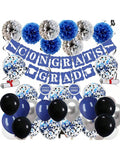 50pcs 12in Black Navy Chrome Confetti Balloons Party Decorations
