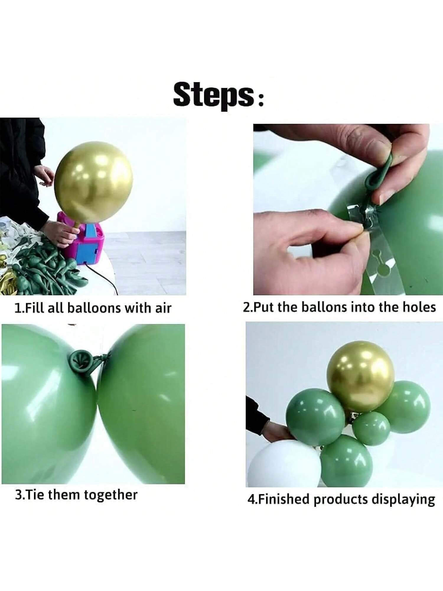 137PCS Sage Green Balloon Garland Kit with White Gold Confetti for Parties