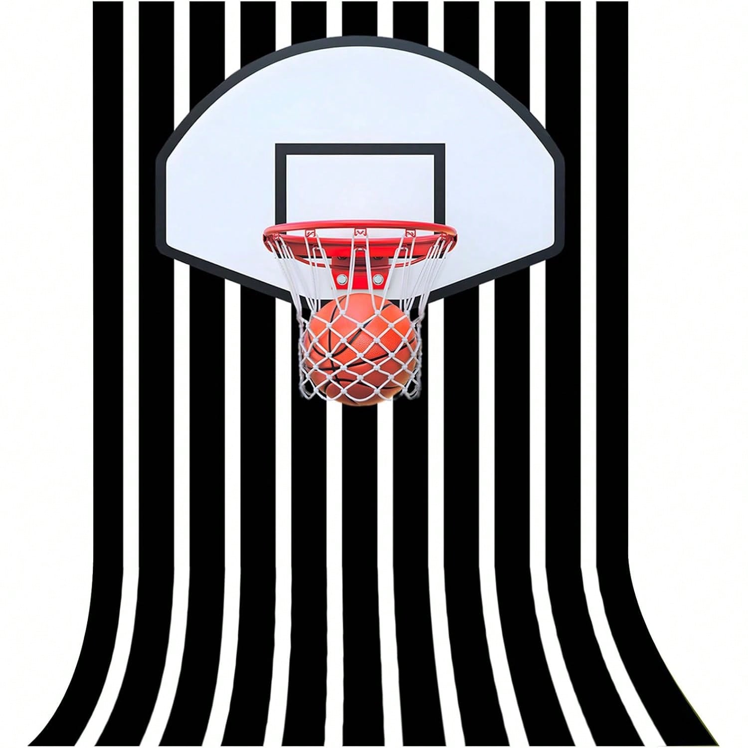 Basketball Photo Backdrop 5x7ft Black White Stripes for Party and Photos