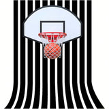 Basketball Photo Backdrop 5x7ft Black White Stripes for Party and Photos