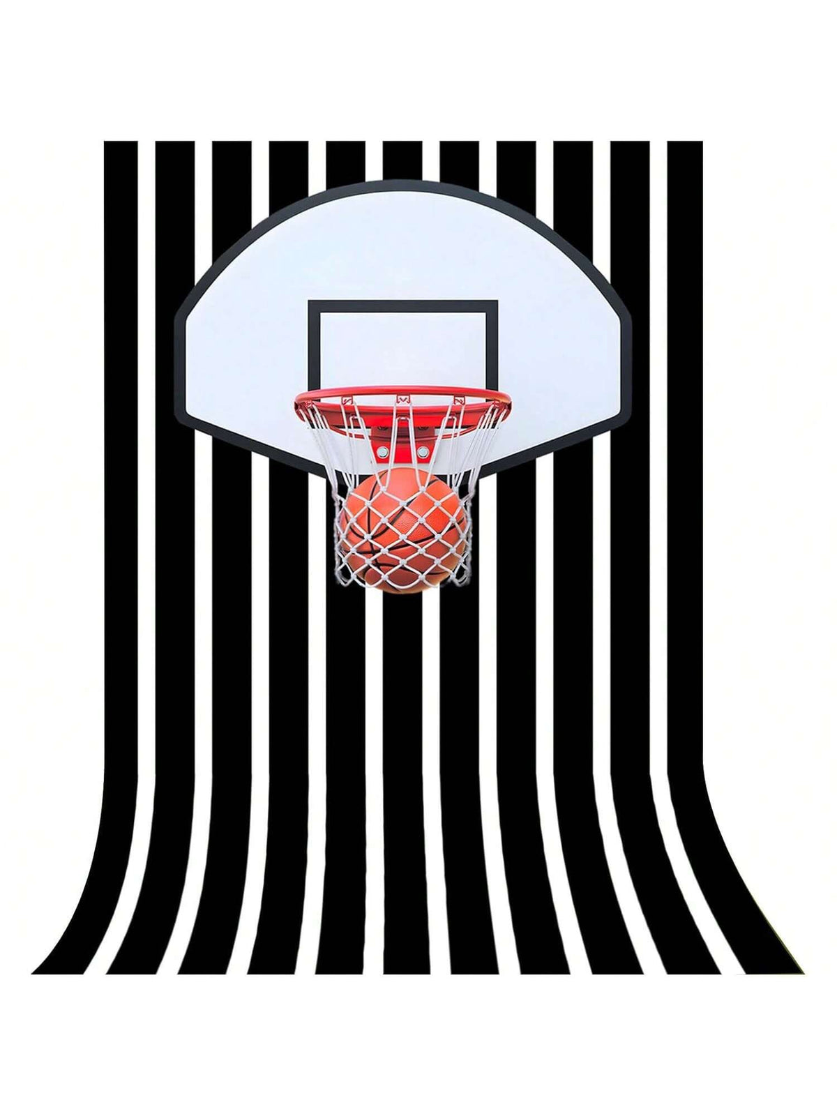 Basketball Photo Backdrop 5x7ft Black White Stripes for Party and Photos