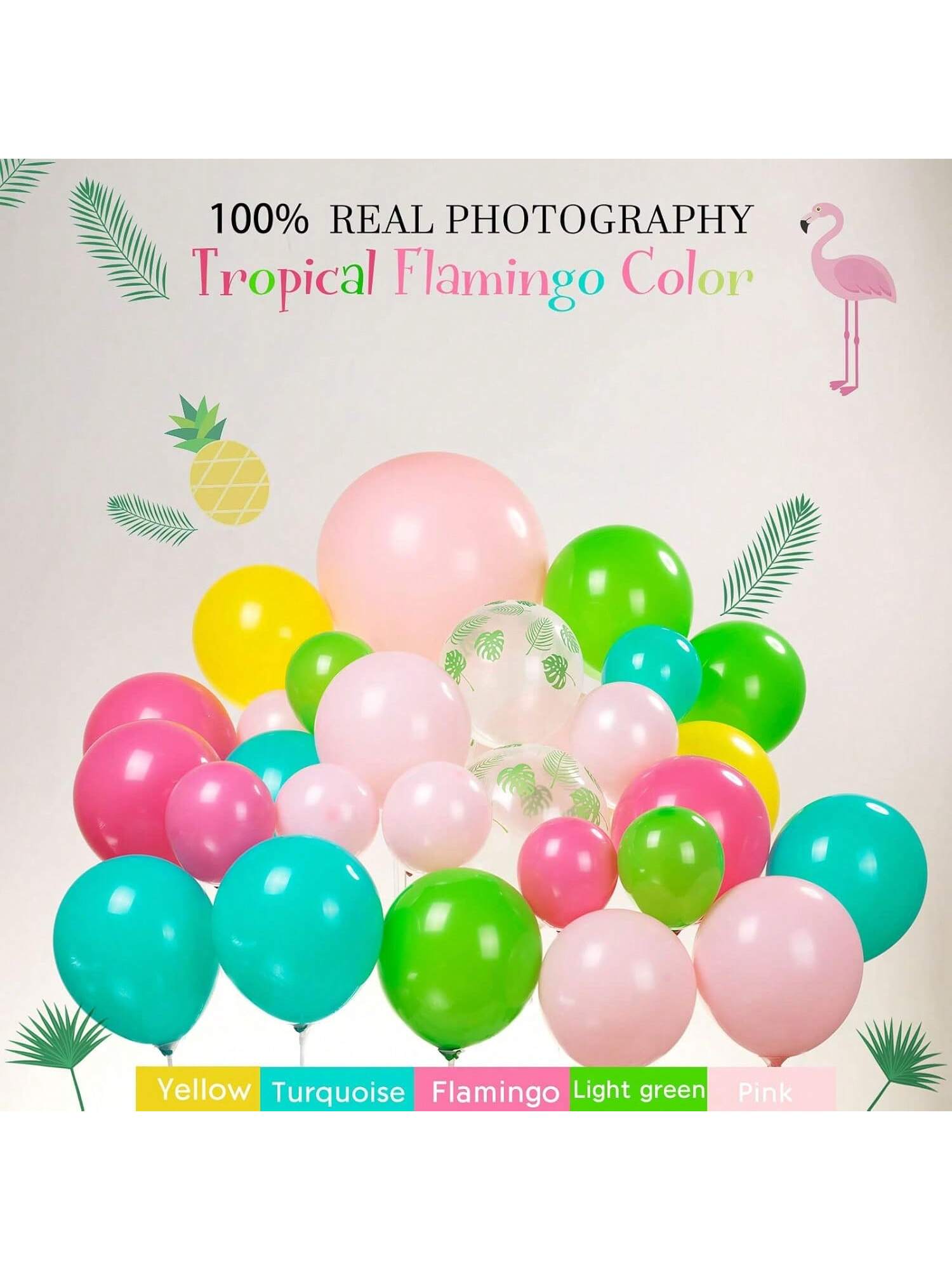 Tropical Flamingo Balloon Garland Kit For Summer Luau Birthday Decorations