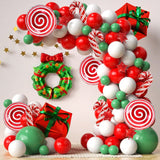 Merry Christmas Balloon Arch Kit Red White Green Balloons Garland Star Banner Decor
