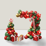 125PCS Christmas Balloon Arch Kit Red Green Balloons Candy Cane & Star