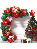 125PCS Christmas Balloon Arch Kit Red Green Balloons Candy Cane & Star
