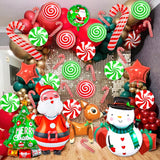 36 Pc Giant Christmas Foil Balloon Set Santa Snowman Candy Cane Star and Tree Decor