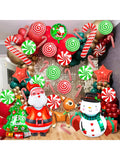 36 Pc Giant Christmas Foil Balloon Set Santa Snowman Candy Cane Star and Tree Decor