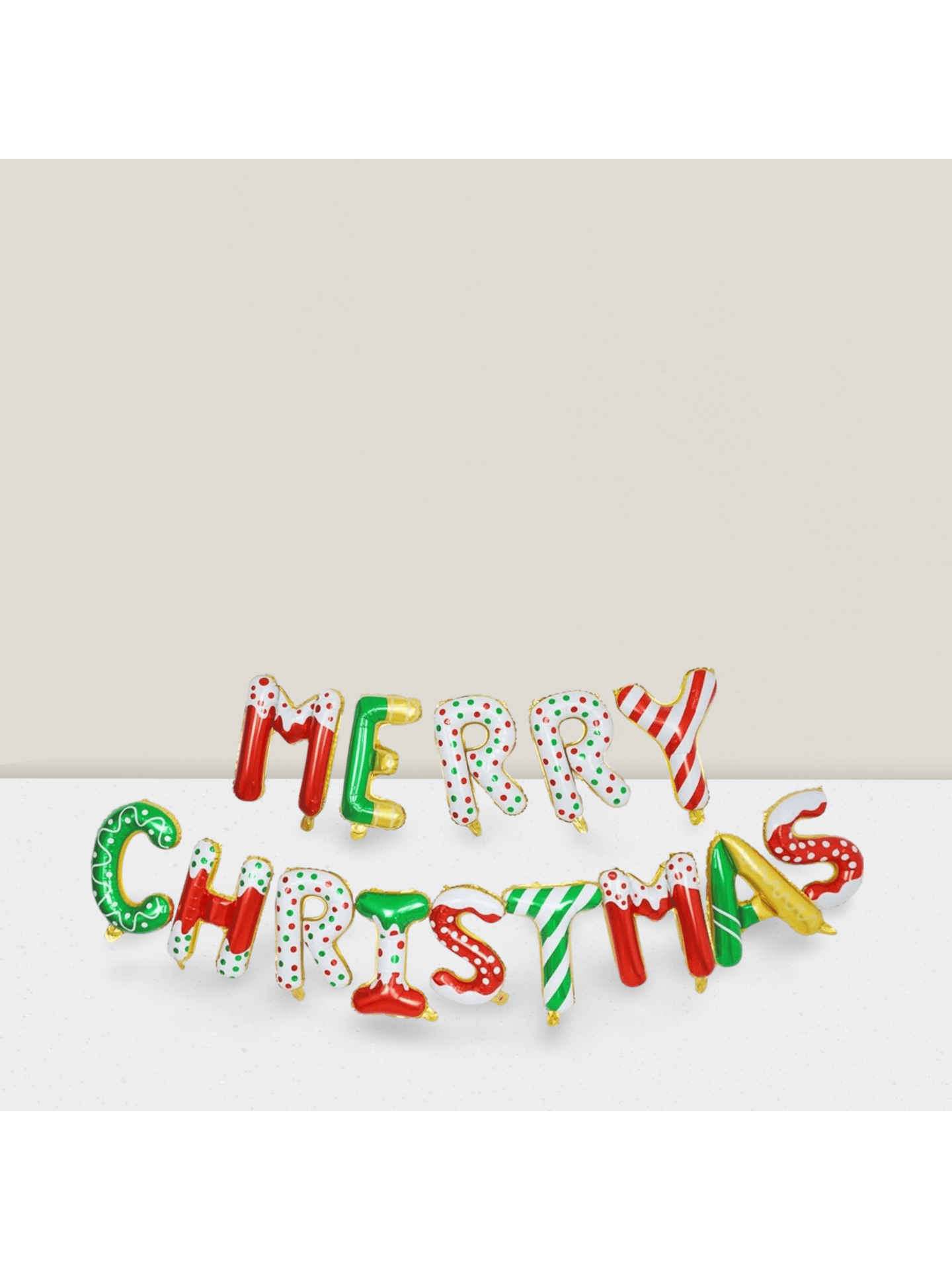 Merry Christmas Balloon Banner with Red Green Gold Foil Letters 16-Inch