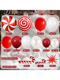 Red Christmas Balloon Arch Kit 134 pcs Ruby Red White Stars Candy Foil Decor