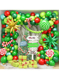 143PCS Christmas Balloon Garland Kit With Lime Green, Dark Green, Red, And Gold Balloons, Candy Cane Foil, And Explosion Star Balloons For Xmas, Ugly Sweater, And Friendsmas Decor -