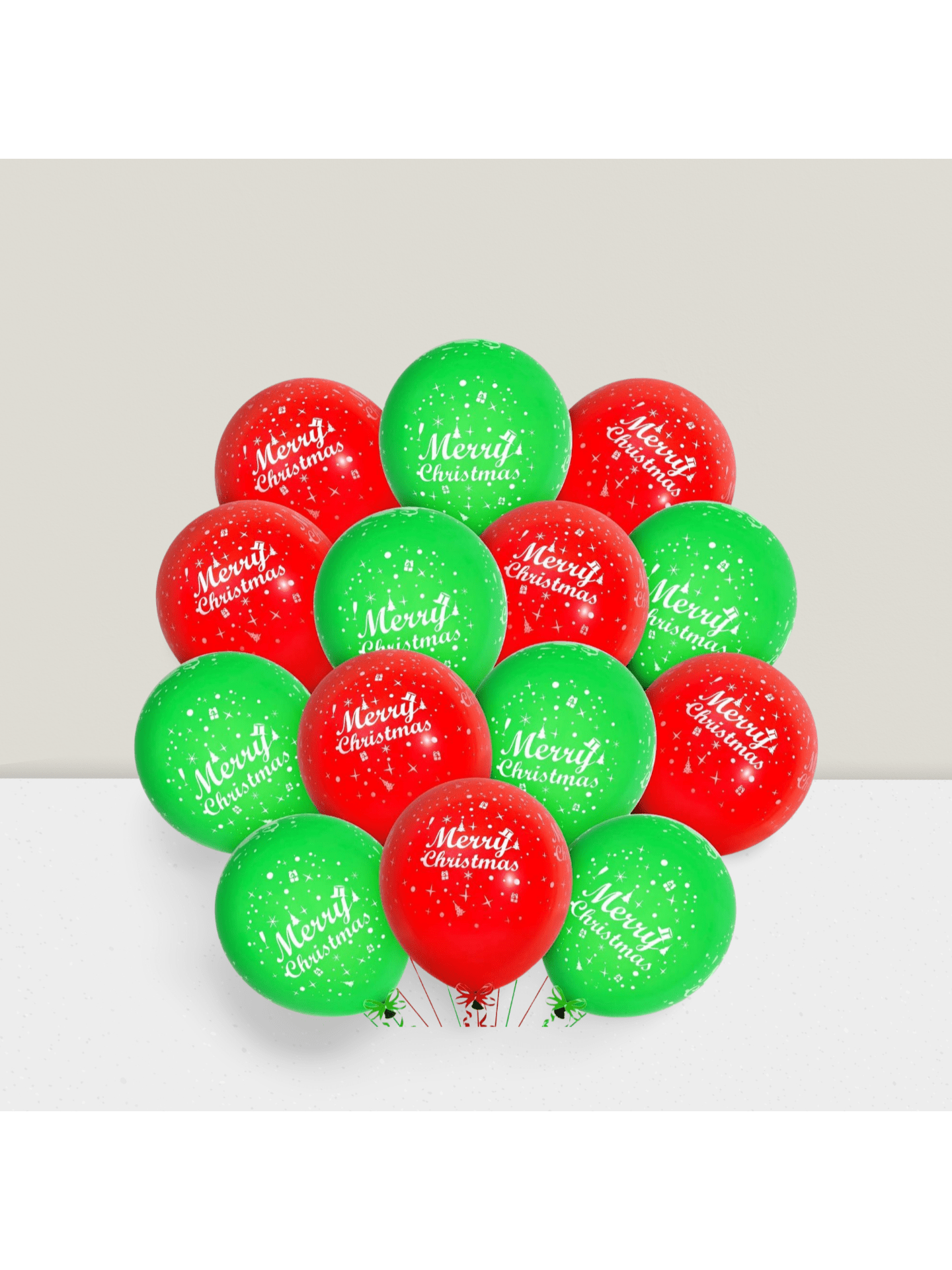50PCS Merry Christmas Balloons, 12-Inch Red And Green Printed Latex Balloons For Holiday And Christmas Party Decorations -