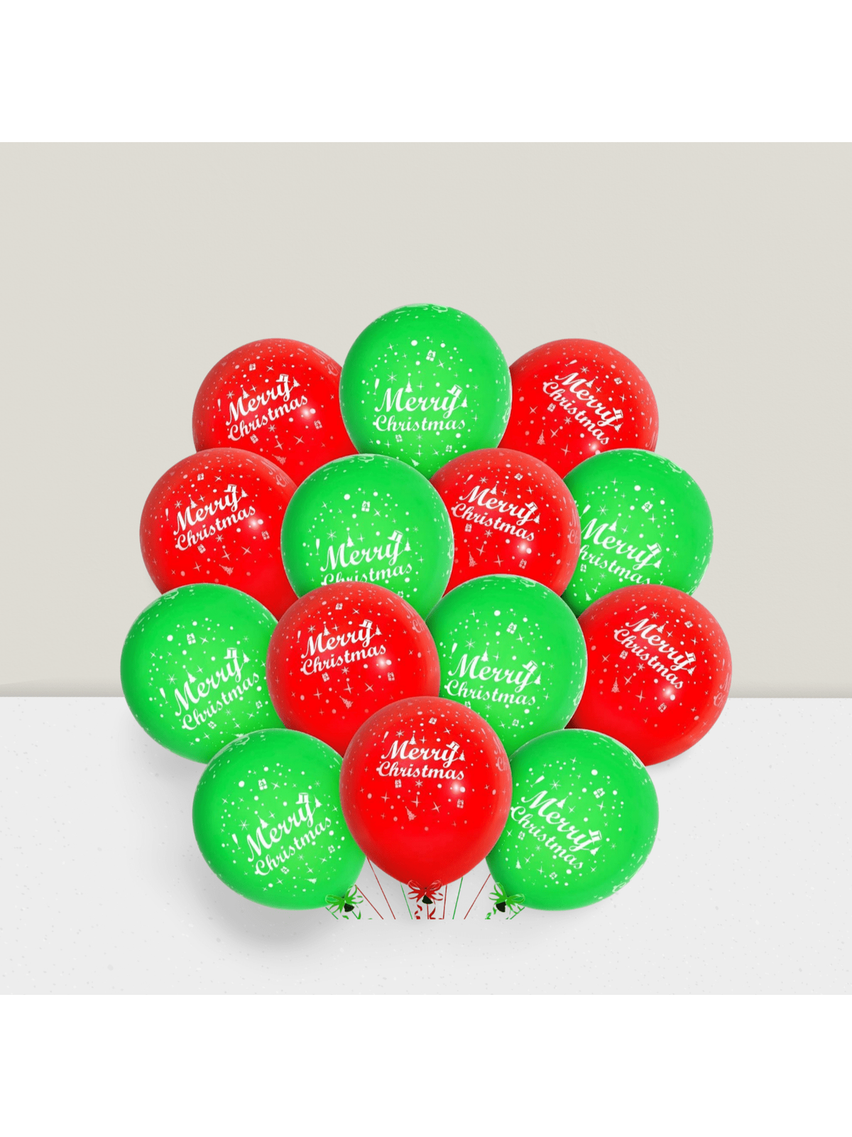50PCS Merry Christmas Balloons, 12-Inch Red And Green Printed Latex Balloons For Holiday And Christmas Party Decorations -