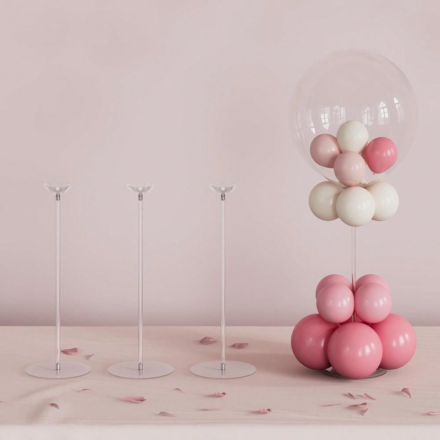 4-Pack 15.75-Inch Clear Acrylic Balloon Stand Kit for Tabletop Centerpieces