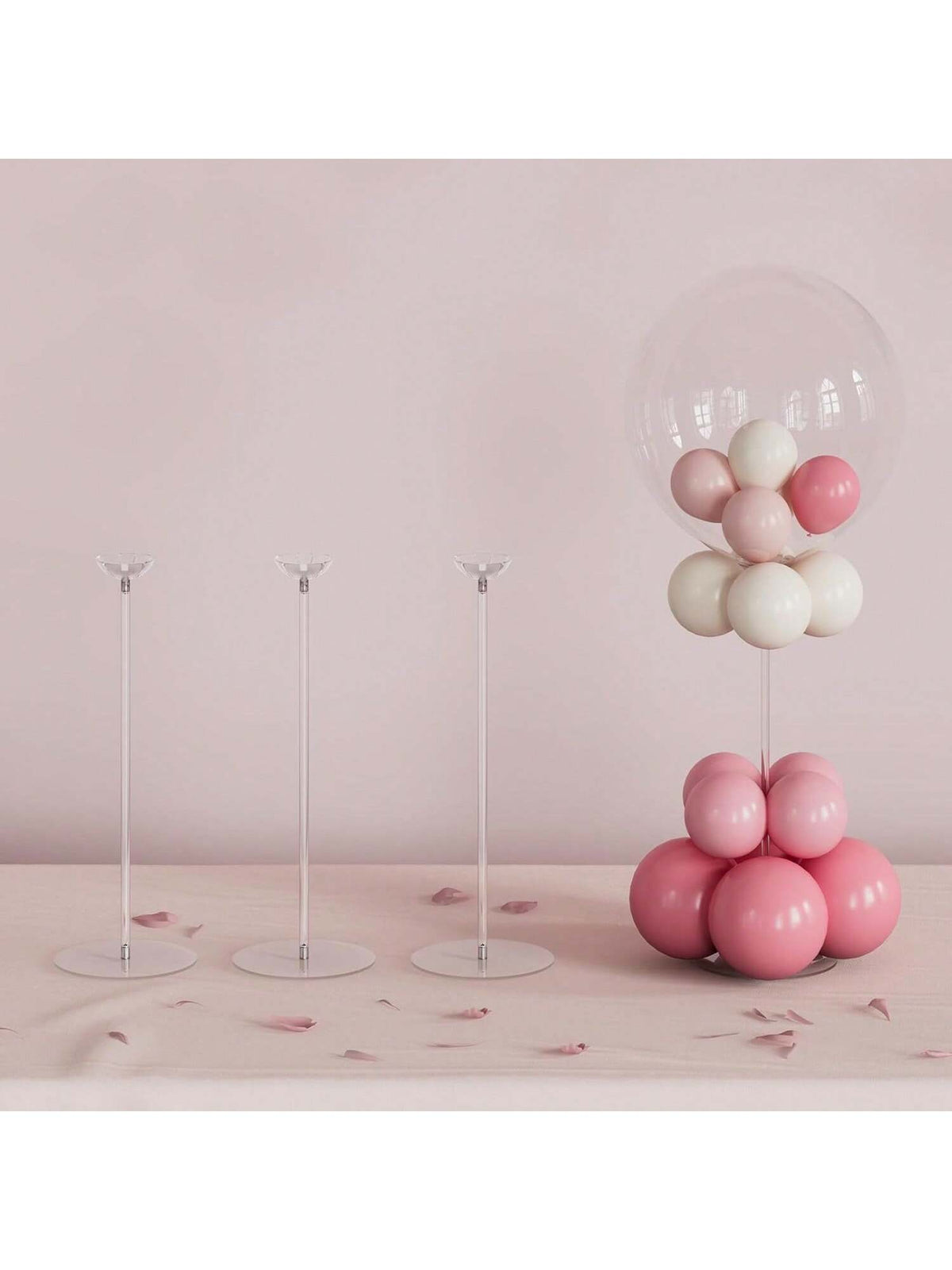 4-Pack 15.75-Inch Clear Acrylic Balloon Stand Kit for Tabletop Centerpieces