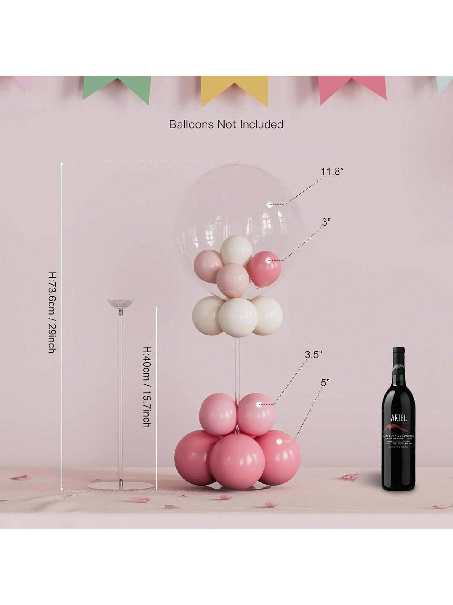 4-Pack 15.75-Inch Clear Acrylic Balloon Stand Kit for Tabletop Centerpieces