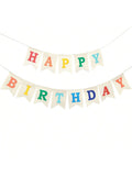 Colorful Happy Birthday Burlap Banner Durable Party Decoration