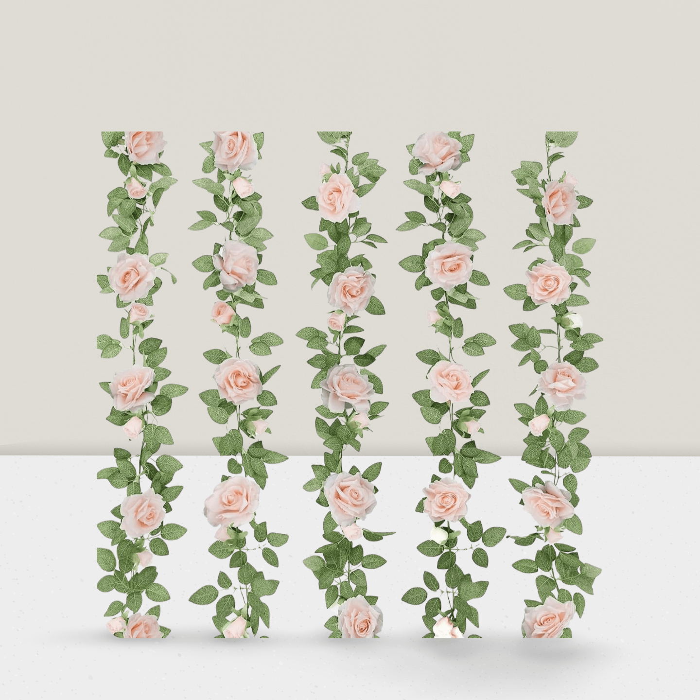 5pcs 32.5ft Pink Rose Garland Artificial Floral Vines for Party Wedding Decor
