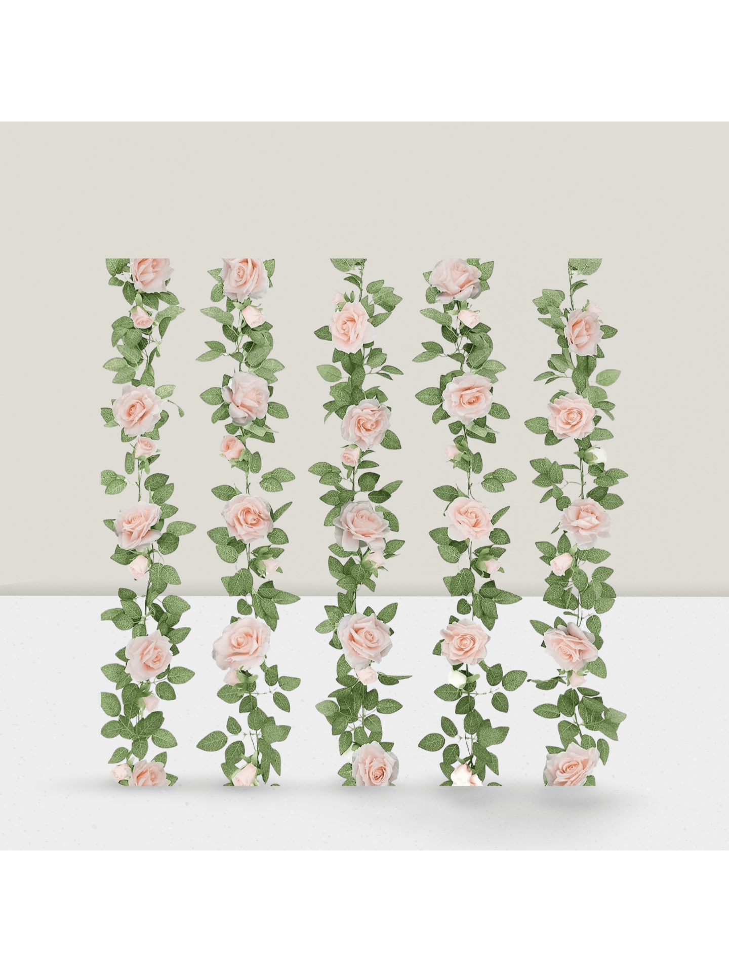 5pcs 32.5ft Pink Rose Garland Artificial Floral Vines for Party Wedding Decor