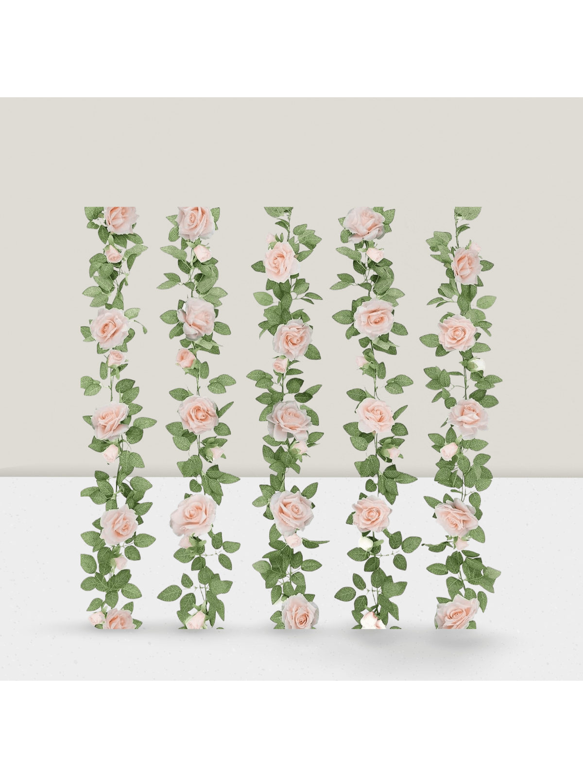5pcs 32.5ft Pink Rose Garland Artificial Floral Vines for Party Wedding Decor