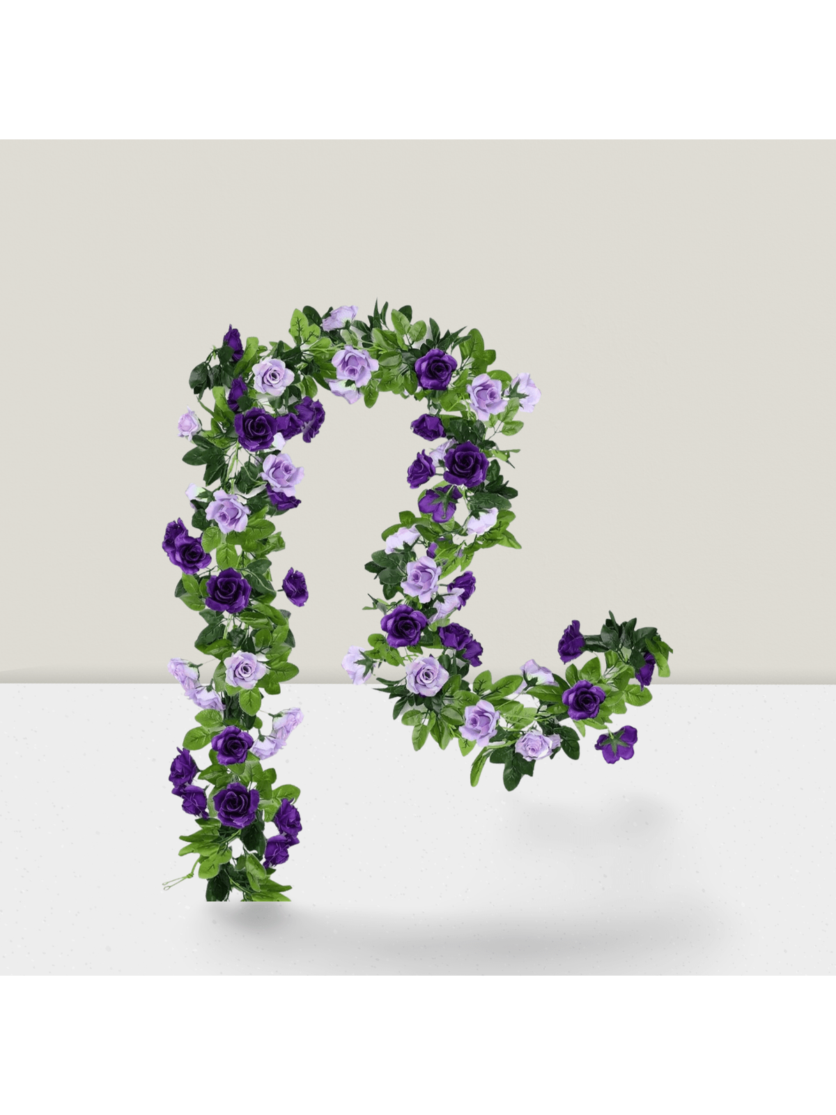 2 Pack Artificial Flower Garlands 15.8ft Purple Silk Roses for Decor