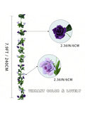 2 Pack Artificial Flower Garlands 15.8ft Purple Silk Roses for Decor