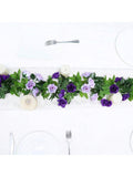 2 Pack Artificial Flower Garlands 15.8ft Purple Silk Roses for Decor