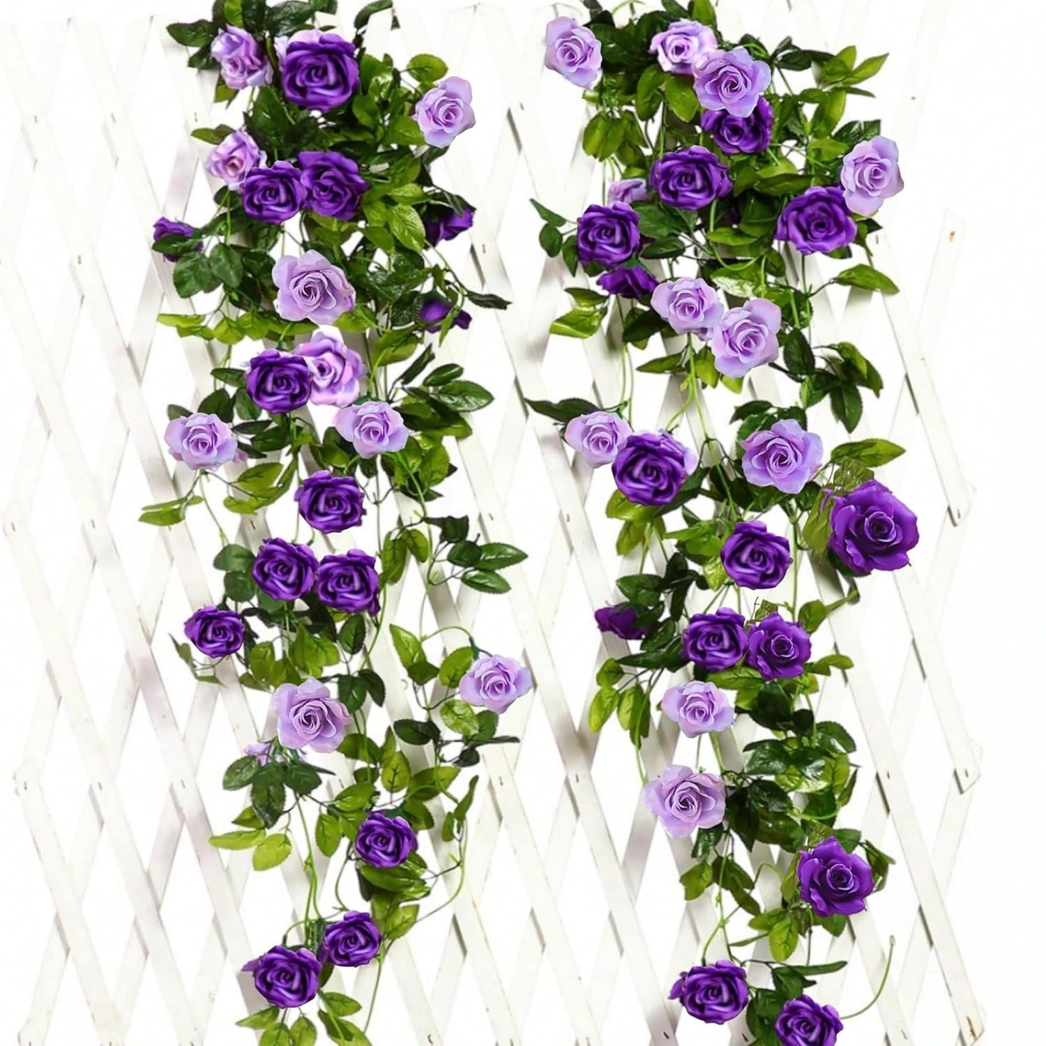 2 Pack 15.8FT Artificial Rose Garlands Silk Vines for Wedding Party Decor