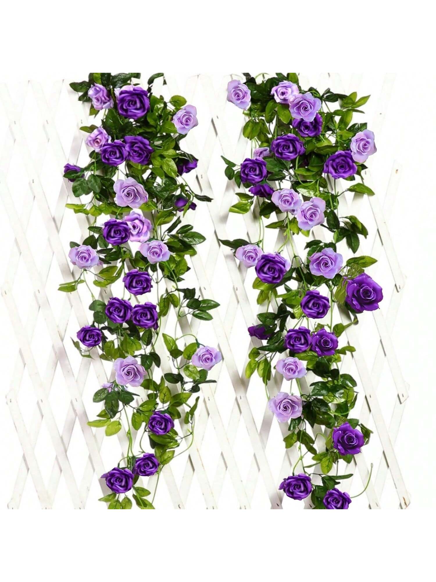 2 Pack 15.8FT Artificial Rose Garlands Silk Vines for Wedding Party Decor