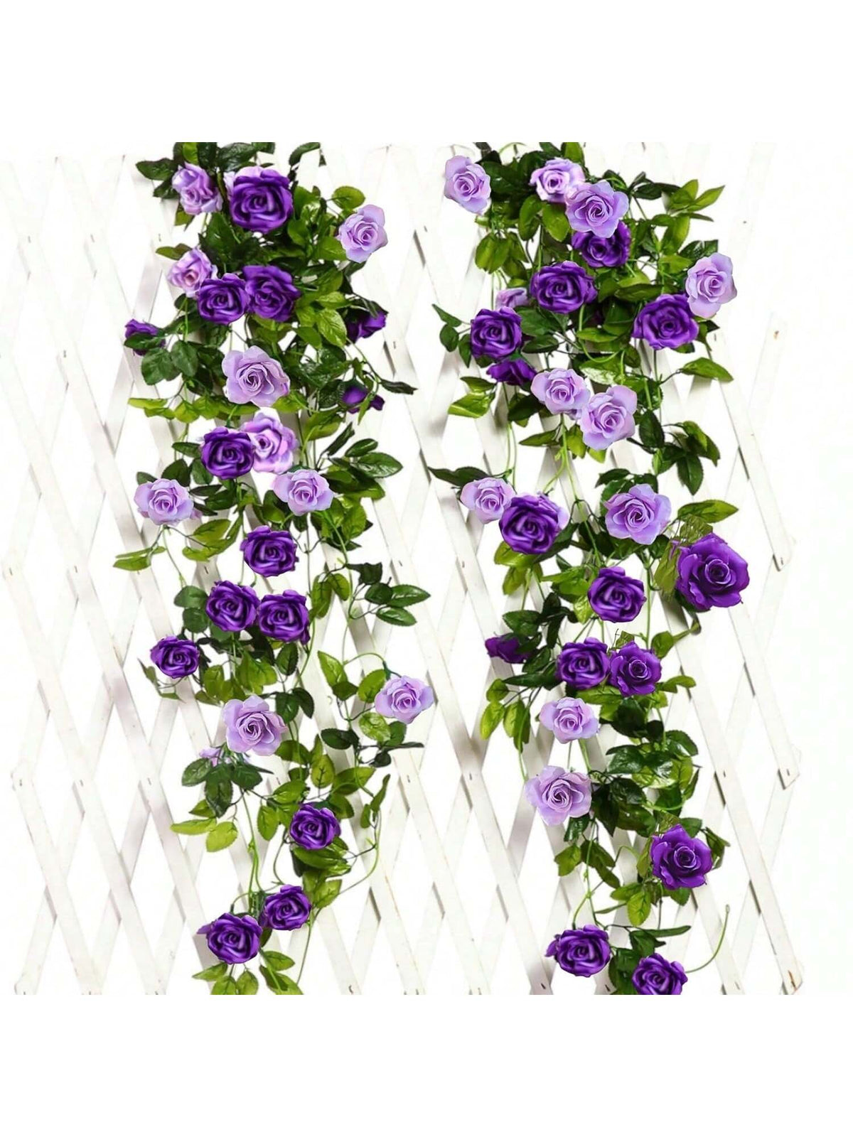 2 Pack 15.8FT Artificial Rose Garlands Silk Vines for Wedding Party Decor