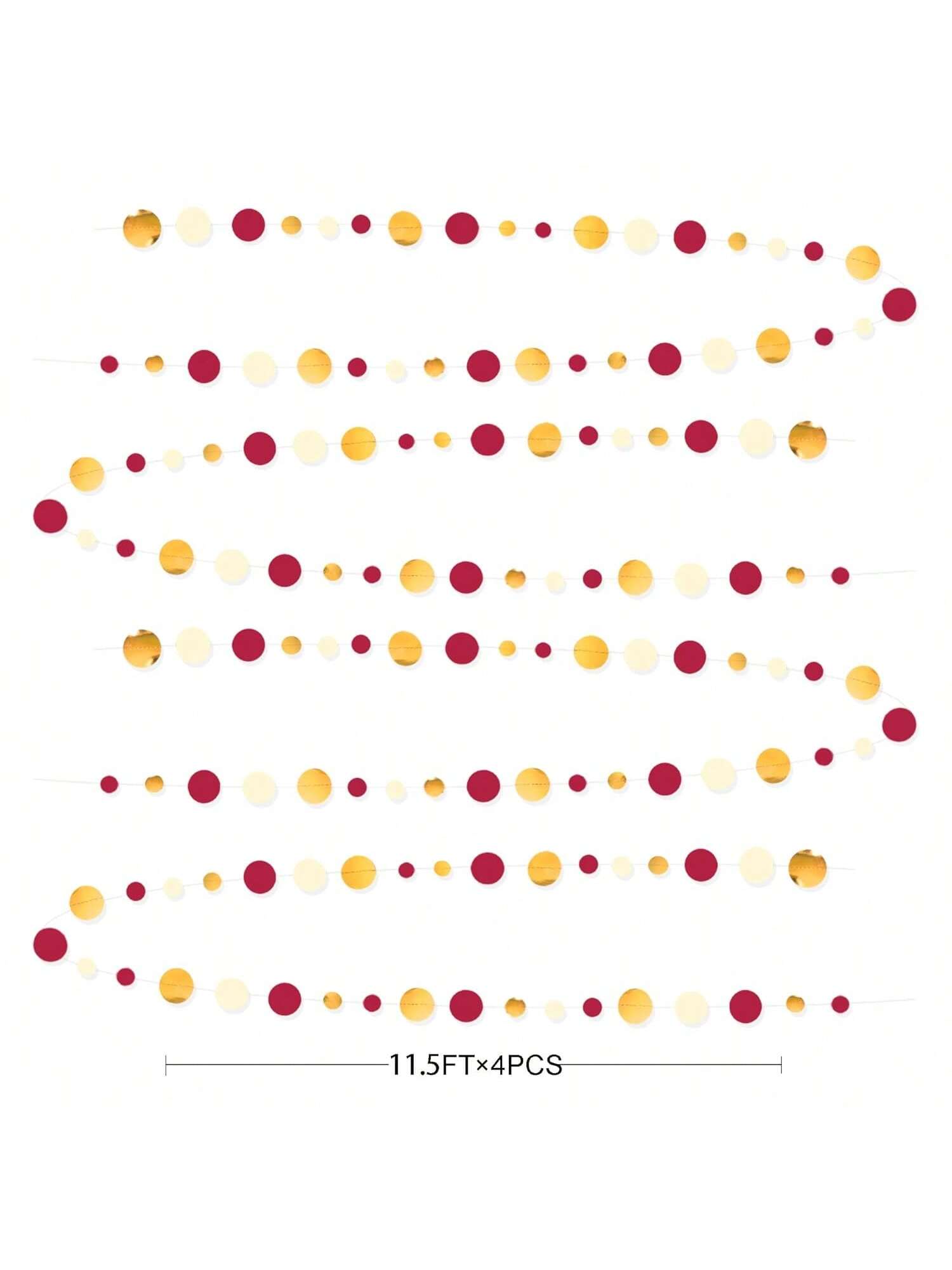 46ft Maroon Gold Polka Dot Garland Burgundy Circle Streamer Party Decor