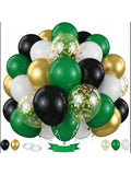 60-Pc Black Gold Green Balloons 12-Inch for Sports Parties and Holiday Decor