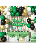 60-Pc Black Gold Green Balloons 12-Inch for Sports Parties and Holiday Decor