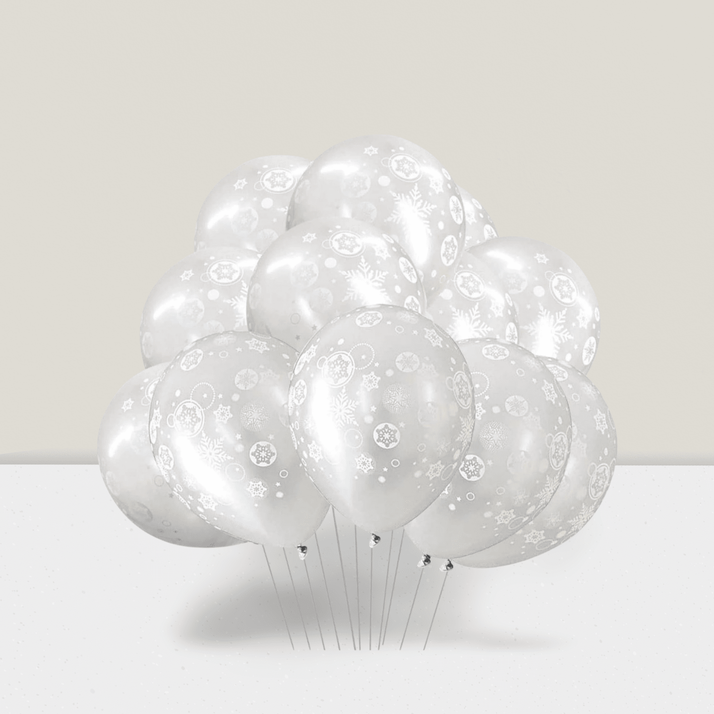 100 Pc Christmas Snowflake Latex Balloons Clear Winter Wonderland Party Decor