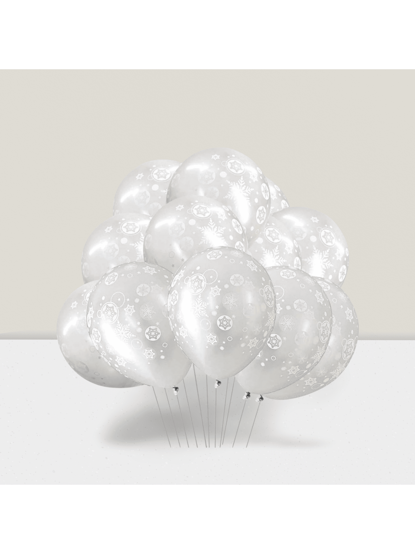100 Pc Christmas Snowflake Latex Balloons Clear Winter Wonderland Party Decor