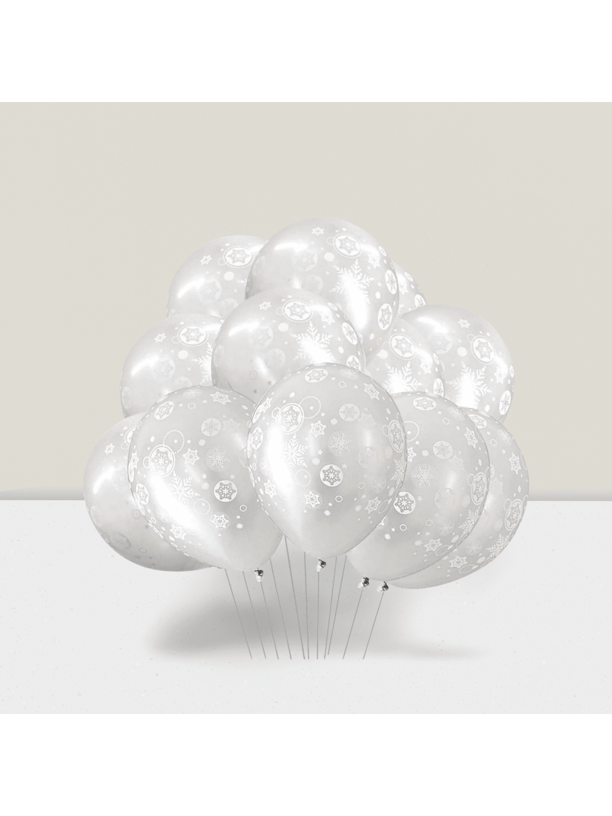 100 Pc Christmas Snowflake Latex Balloons Clear Winter Wonderland Party Decor