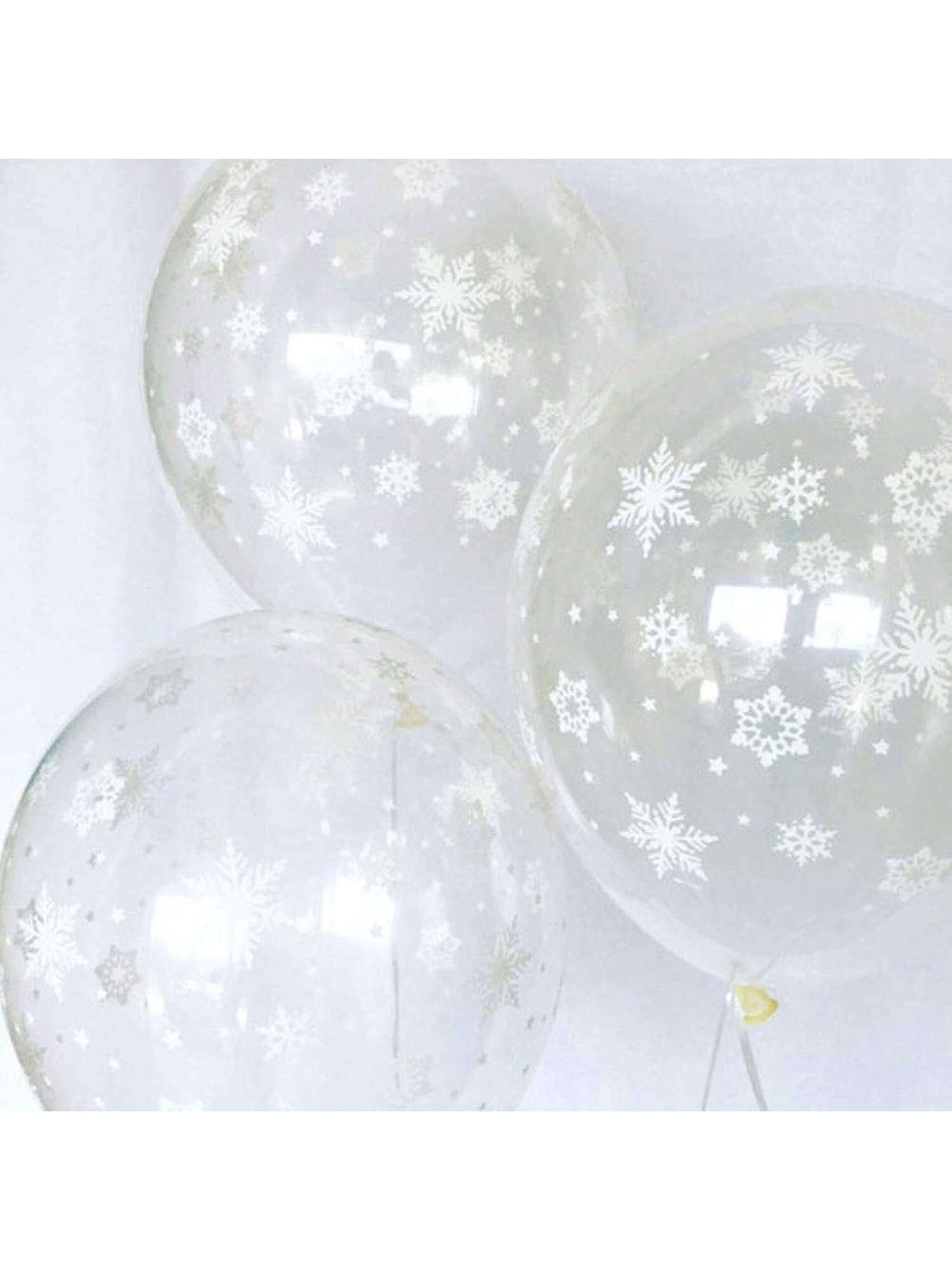 100 Pc Christmas Snowflake Latex Balloons Clear Winter Wonderland Party Decor