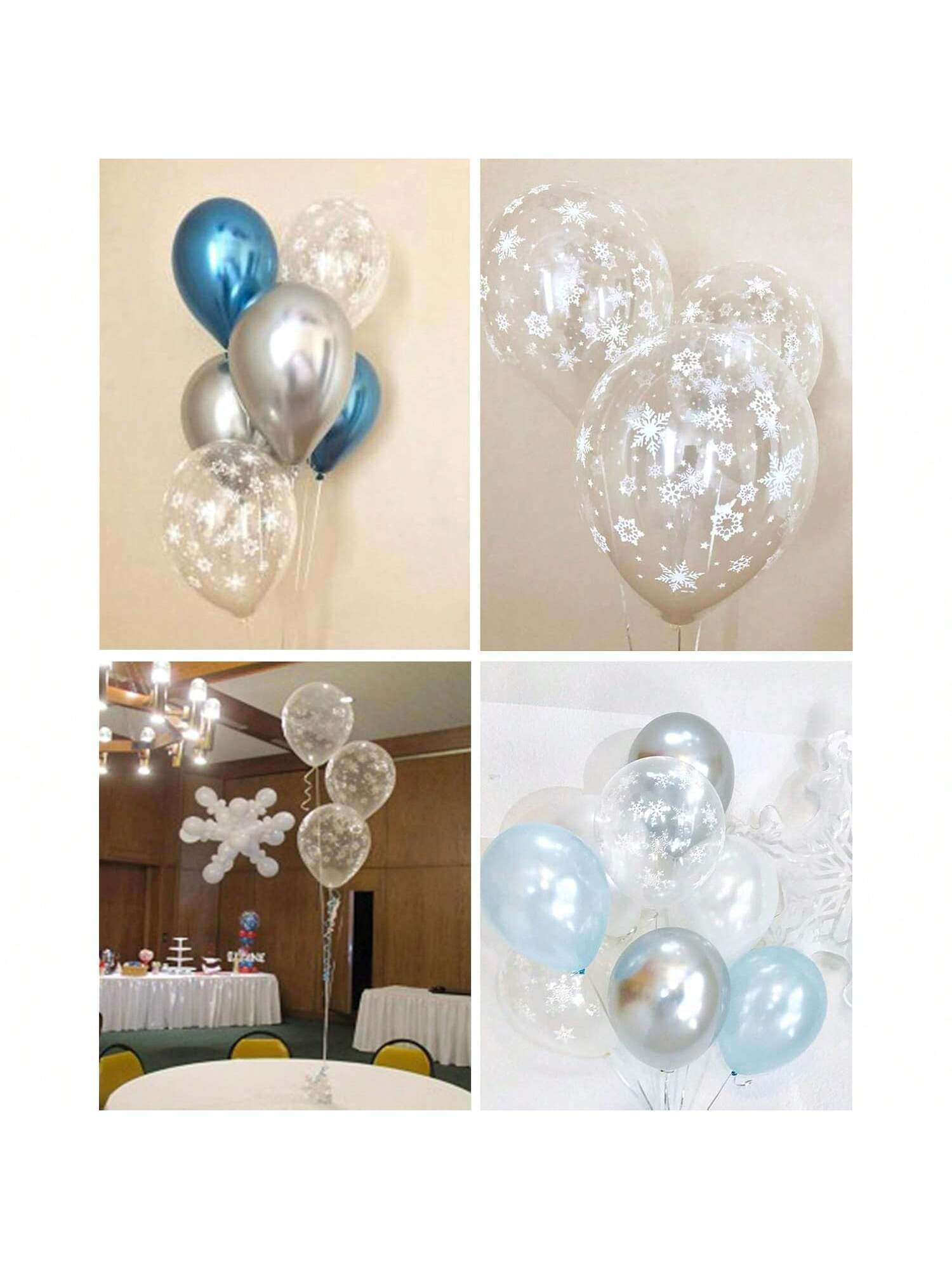 100 Pc Christmas Snowflake Latex Balloons Clear Winter Wonderland Party Decor