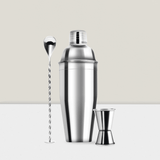 24oz Stainless Steel Cocktail Shaker Set with Jigger Spoon and Strainer