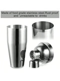 24oz Stainless Steel Cocktail Shaker Set with Jigger Spoon and Strainer