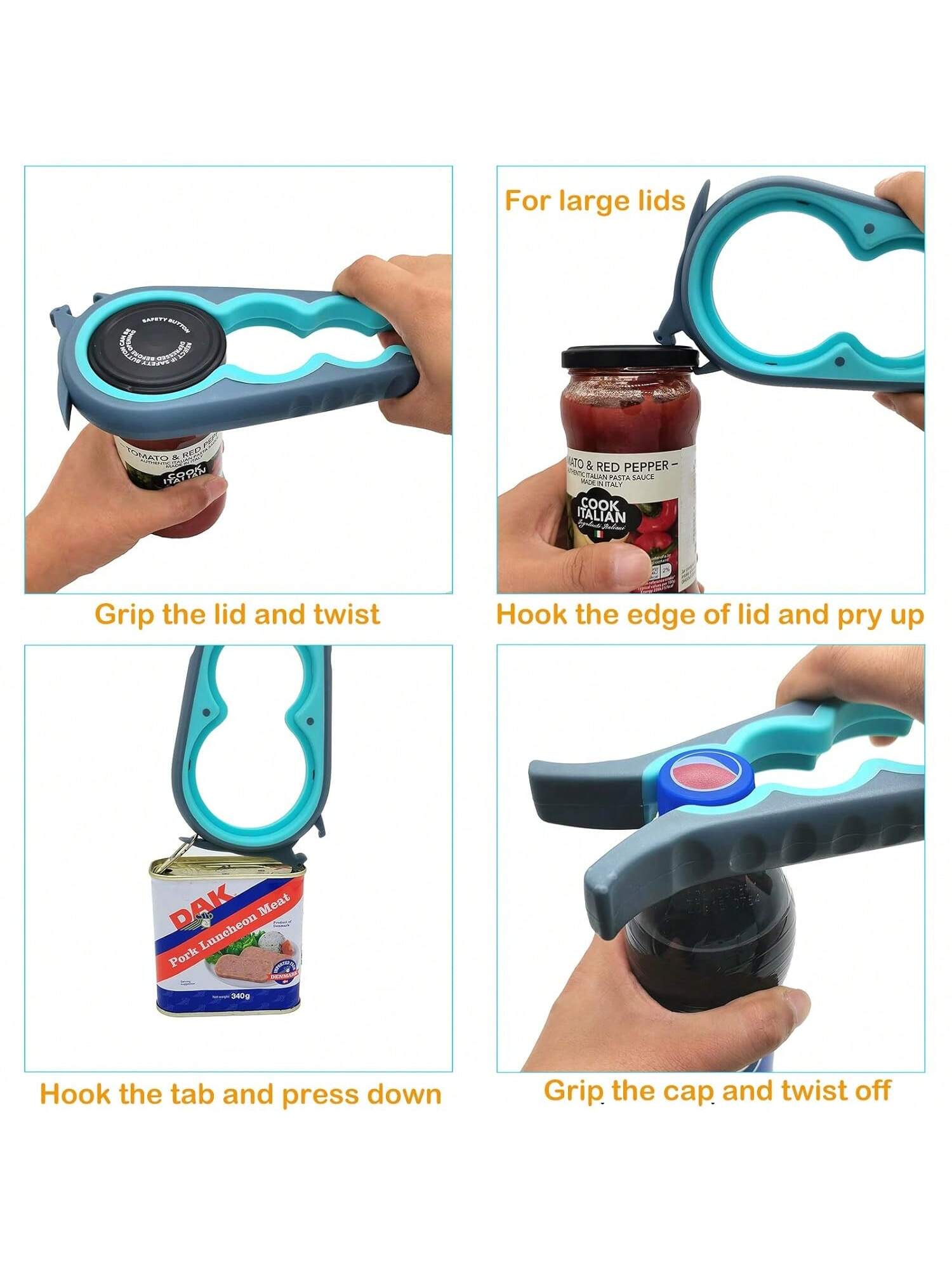 Jar Opener for Seniors with Arthritis Multi-Function Non-Slip Bottle Opener