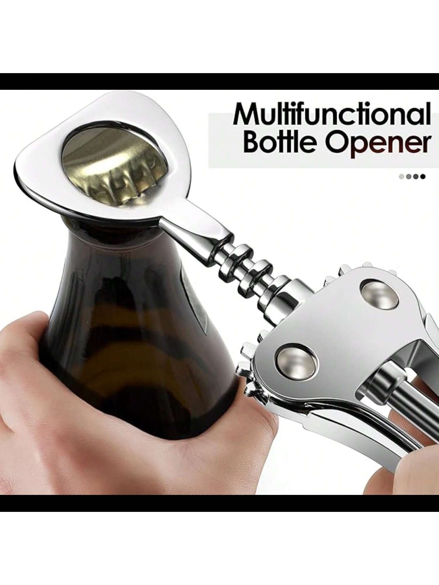 Zinc Alloy Wing Corkscrew Wine Opener Heavy-Duty Manual Bottle Opener Silver