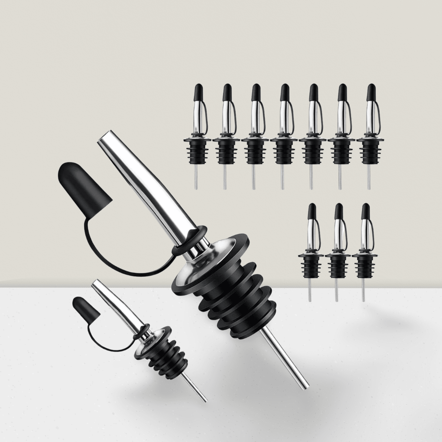 12-Pack Liquor Pour Spouts with Dust Caps Speed Pourers for Bar and Bottles