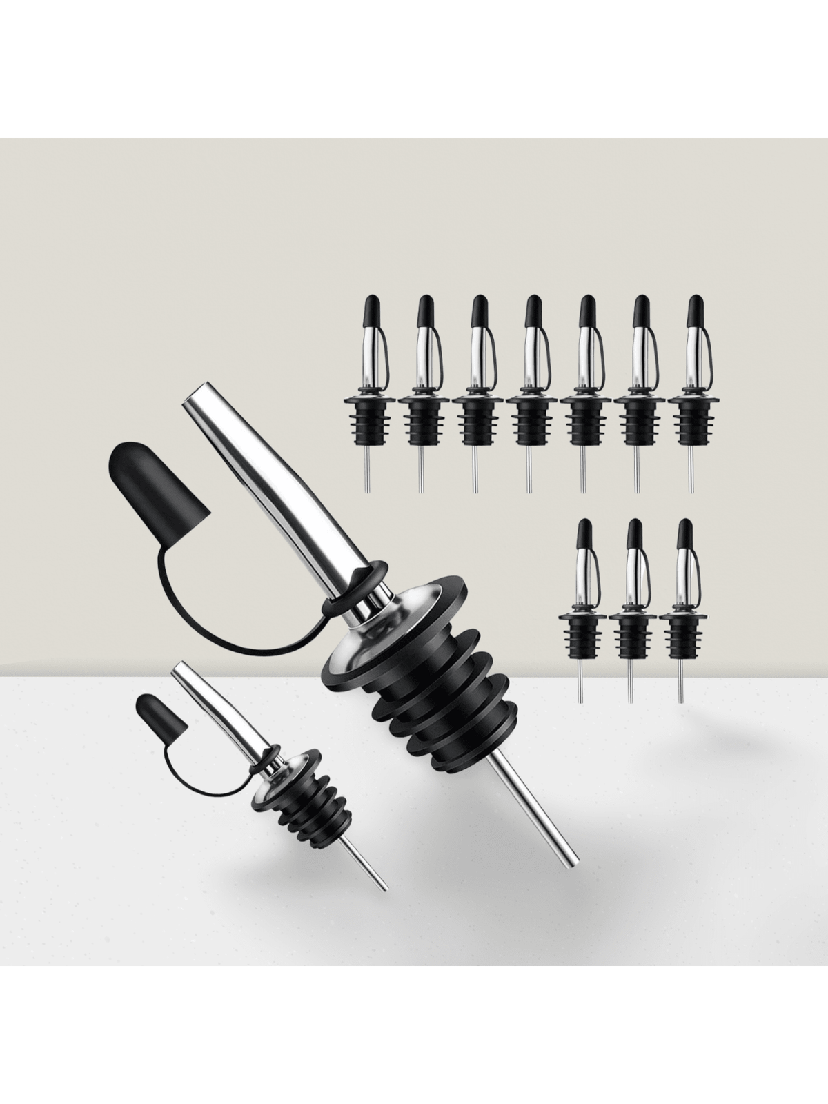 12-Pack Liquor Pour Spouts with Dust Caps Speed Pourers for Bar and Bottles